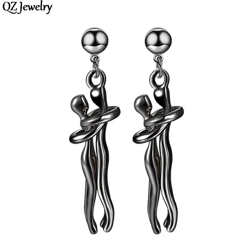 Couple Hugging Pendant Earring Long Distance Relationship Couple Hug Dangle Earring for Women Men Couple Love Witness Jewelry