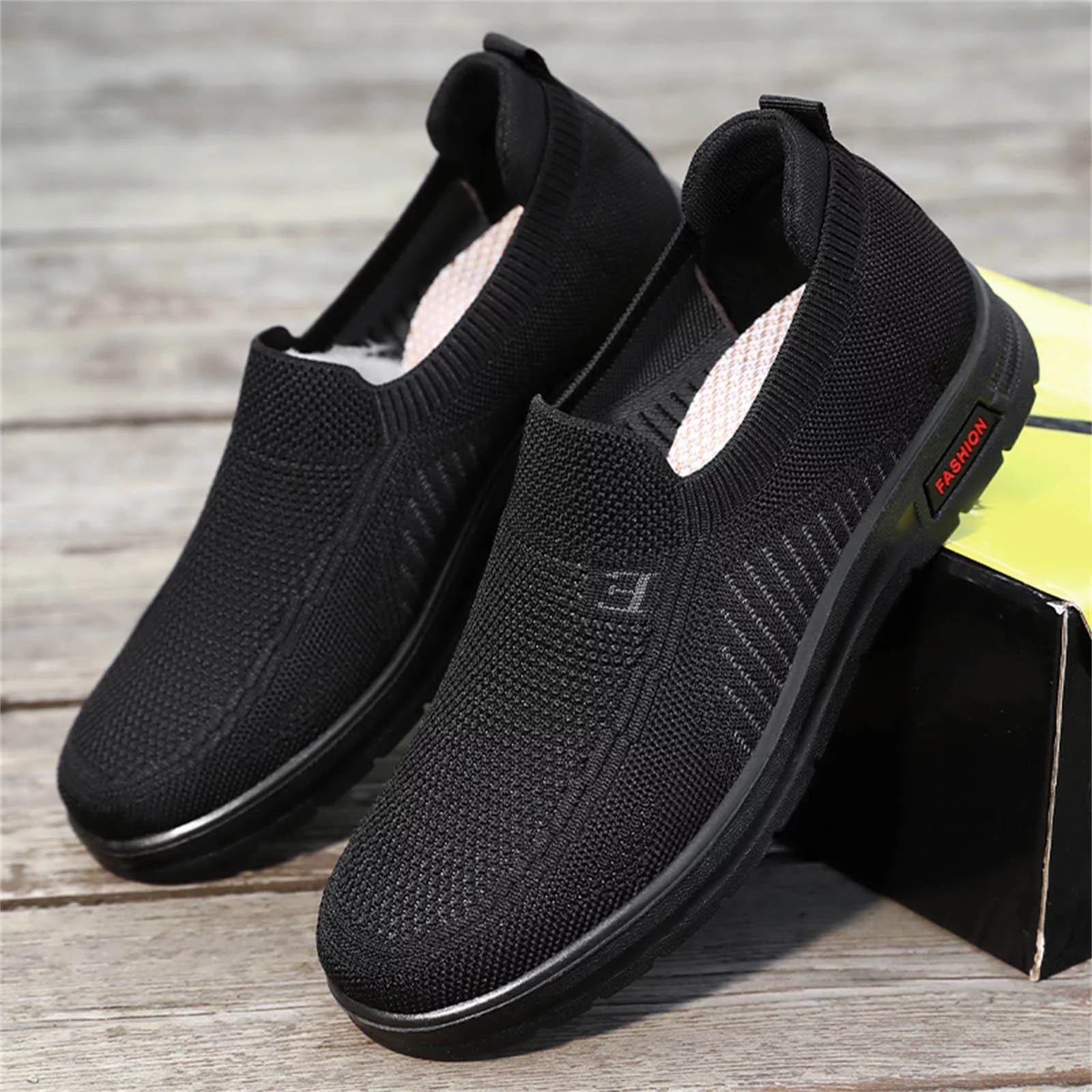 Men Sheos Mens Classic Nylon Sneaker Fashion Summer and Autumn Men Sneakers Fly Woven Mesh Flat Slip on Comfortable 42