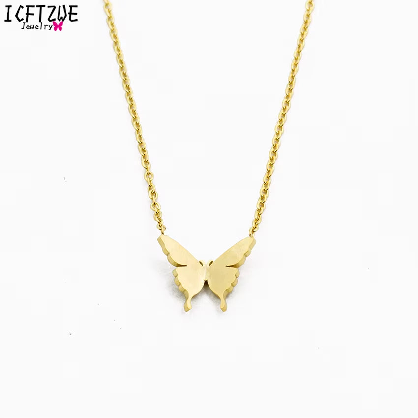 1Pc 2021 New Lovely Silver Color Butterfly Necklace for Women Simple Insect Women Long Necklace Butterfly Party Love Gifts