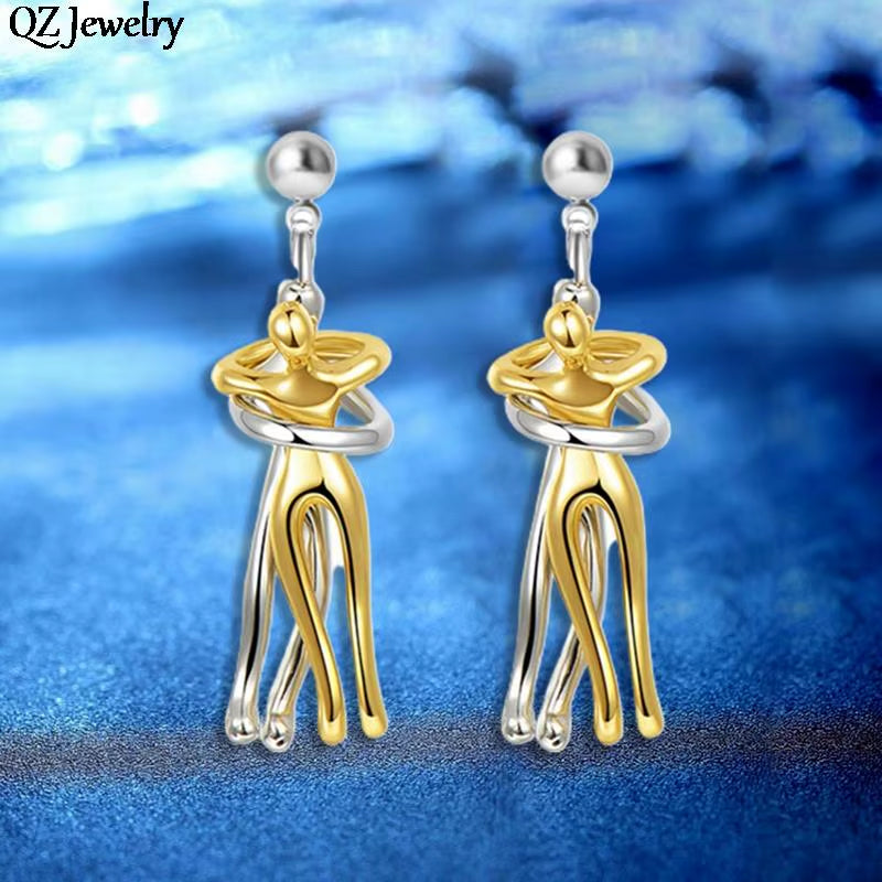 Couple Hugging Pendant Earring Long Distance Relationship Couple Hug Dangle Earring for Women Men Couple Love Witness Jewelry