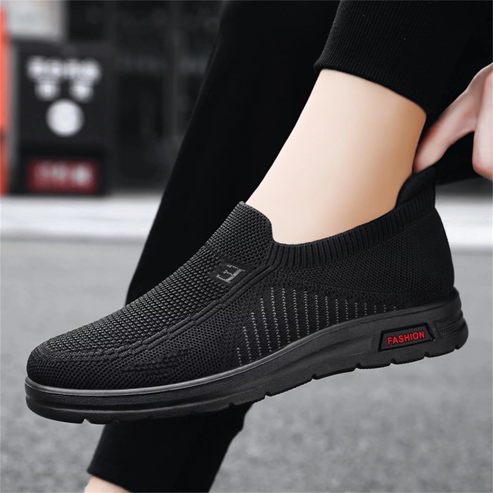 Men Sheos Mens Classic Nylon Sneaker Fashion Summer and Autumn Men Sneakers Fly Woven Mesh Flat Slip on Comfortable 42