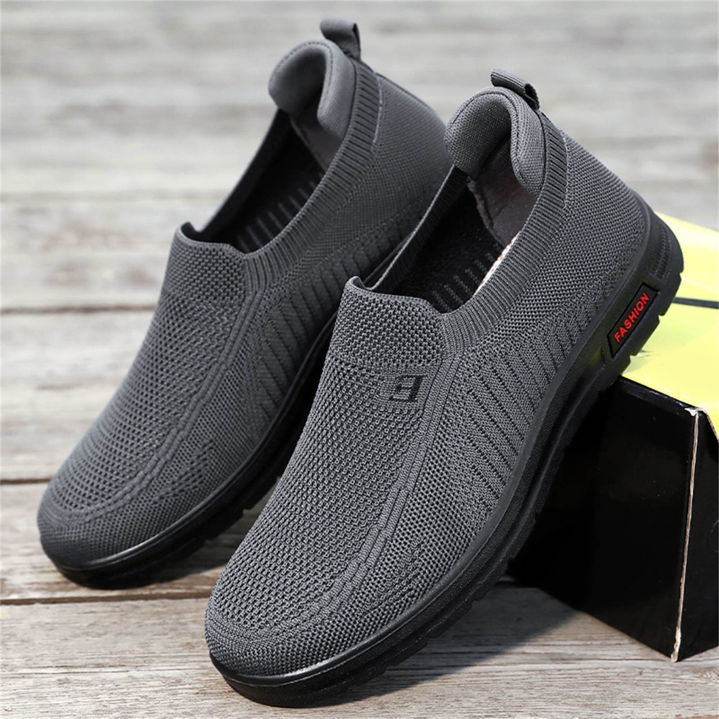 Fashion Shoes for Men Mens Classic Nylon Sneaker Fashion Summer and Autumn Men Sneakers Fly Woven Mesh Flat Slip on Comfortable 44