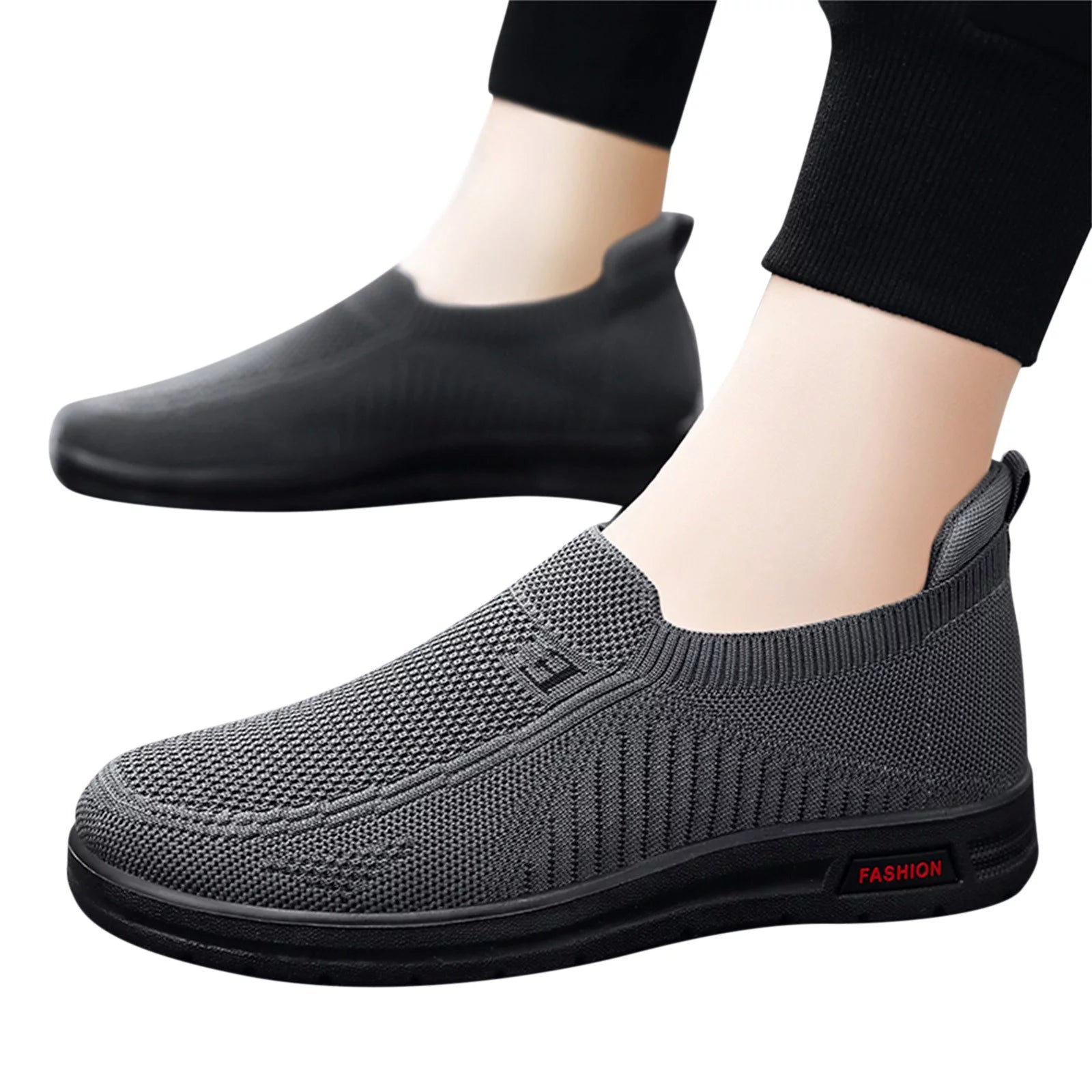 Fashion Shoes for Men Mens Classic Nylon Sneaker Fashion Summer and Autumn Men Sneakers Fly Woven Mesh Flat Slip on Comfortable 44