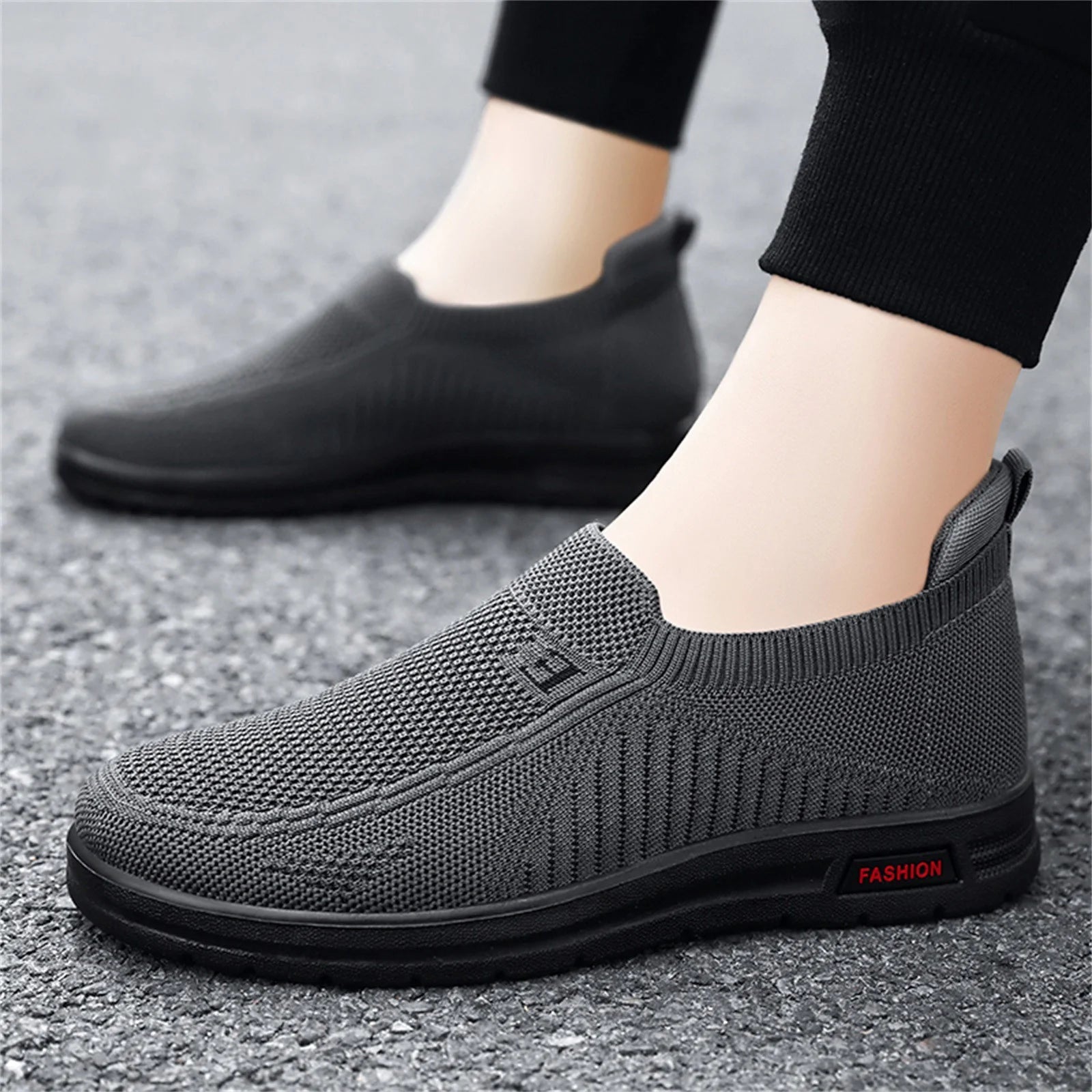 Fashion Shoes for Men Mens Classic Nylon Sneaker Fashion Summer and Autumn Men Sneakers Fly Woven Mesh Flat Slip on Comfortable 44