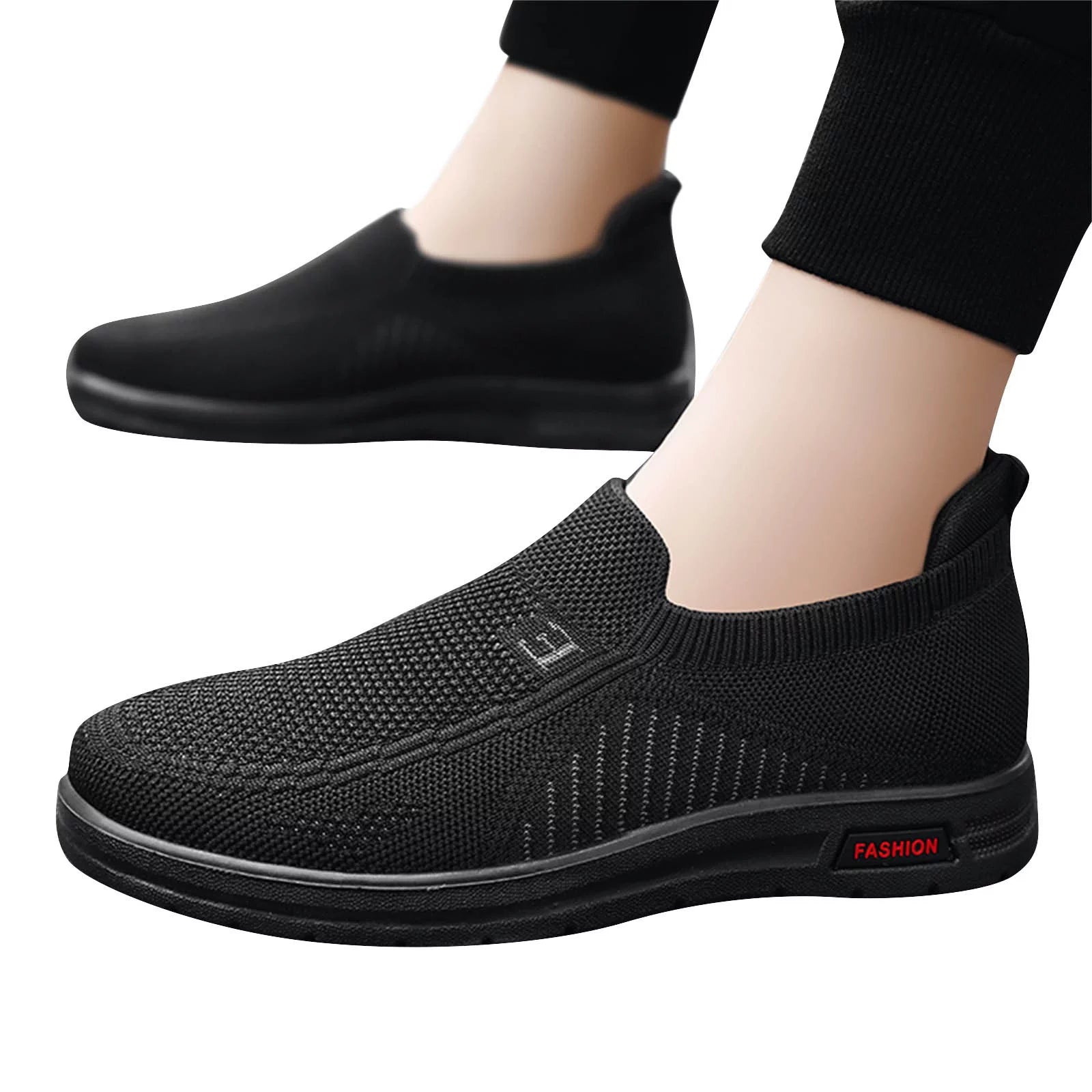 Men Sheos Mens Classic Nylon Sneaker Fashion Summer and Autumn Men Sneakers Fly Woven Mesh Flat Slip on Comfortable 42