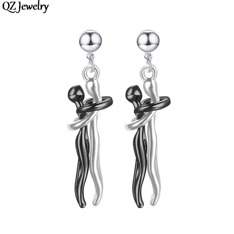 Couple Hugging Pendant Earring Long Distance Relationship Couple Hug Dangle Earring for Women Men Couple Love Witness Jewelry