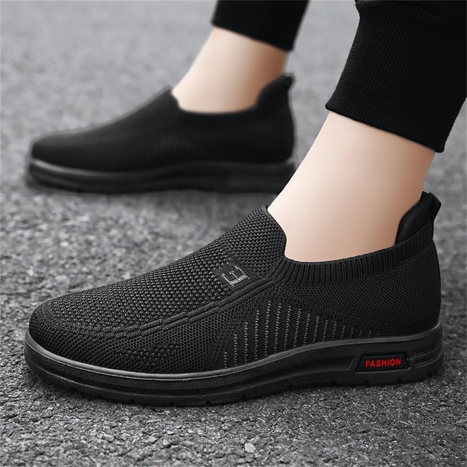 Men Sheos Mens Classic Nylon Sneaker Fashion Summer and Autumn Men Sneakers Fly Woven Mesh Flat Slip on Comfortable 42