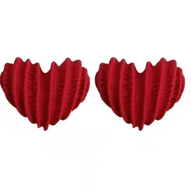 Red Heart Stud Earrings for Women - Trendy Korean and Japanese Romantic Jewelry Gift for Couples