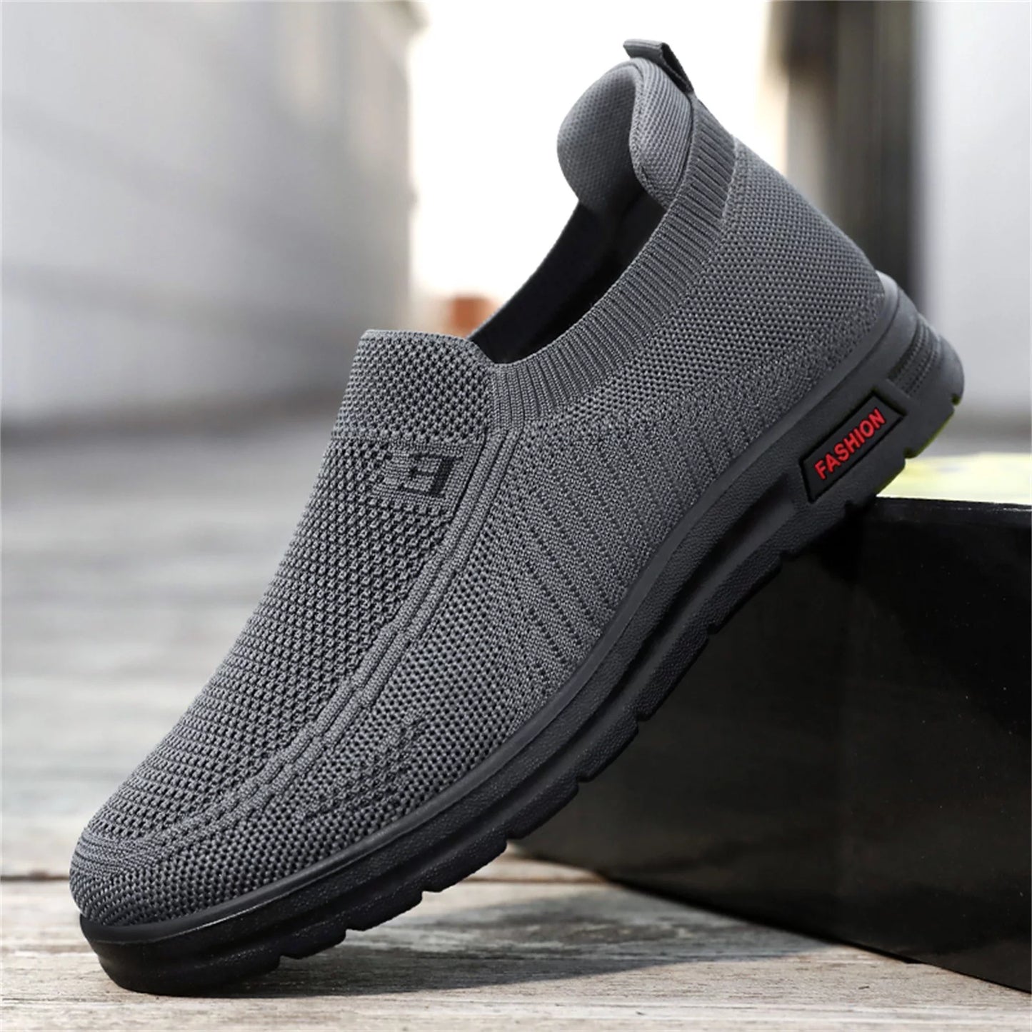 Fashion Shoes for Men Mens Classic Nylon Sneaker Fashion Summer and Autumn Men Sneakers Fly Woven Mesh Flat Slip on Comfortable 44