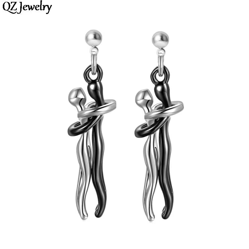 Couple Hugging Pendant Earring Long Distance Relationship Couple Hug Dangle Earring for Women Men Couple Love Witness Jewelry