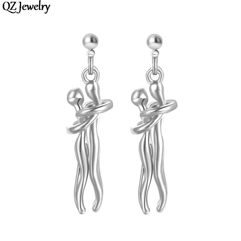 Couple Hugging Pendant Earring Long Distance Relationship Couple Hug Dangle Earring for Women Men Couple Love Witness Jewelry